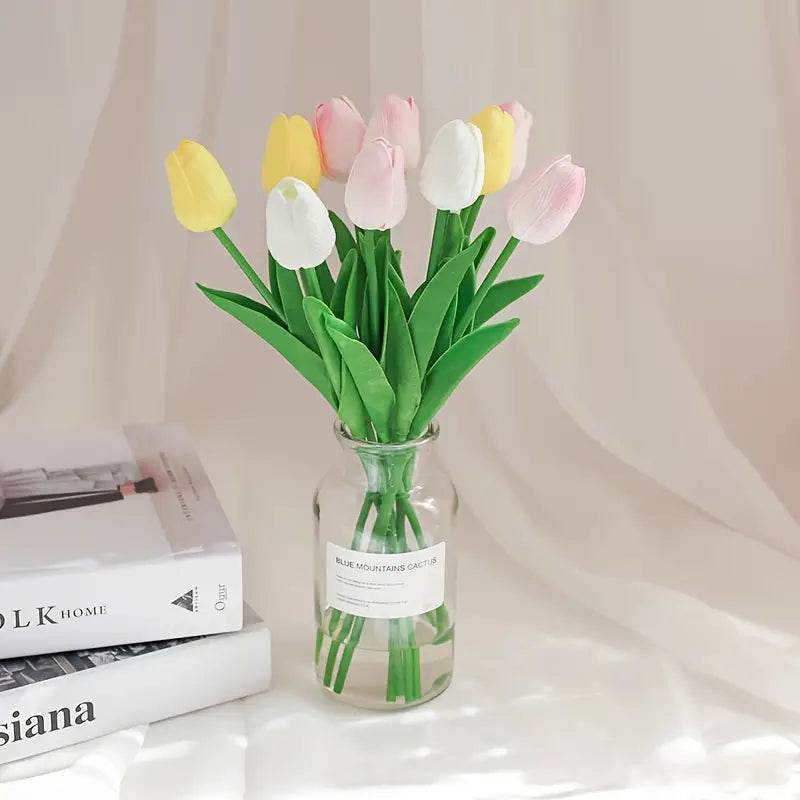 Artificial Tulip Decor Stems: 5‑Piece Real‑Touch Bouquet