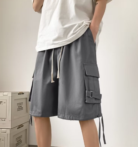 Men's Loose Drawstring Shorts with Lace Panel Design