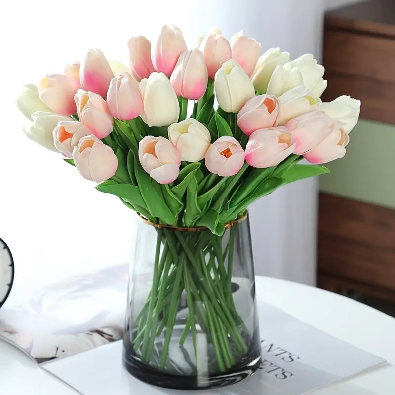 Artificial Tulip Decor Stems: 5‑Piece Real‑Touch Bouquet
