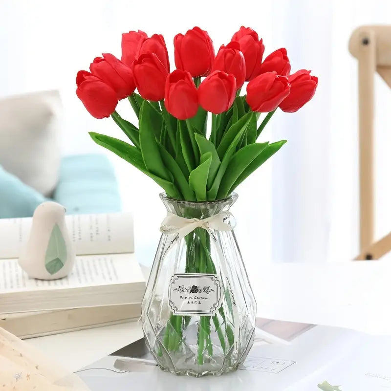 Artificial Tulip Decor Stems: 5‑Piece Real‑Touch Bouquet