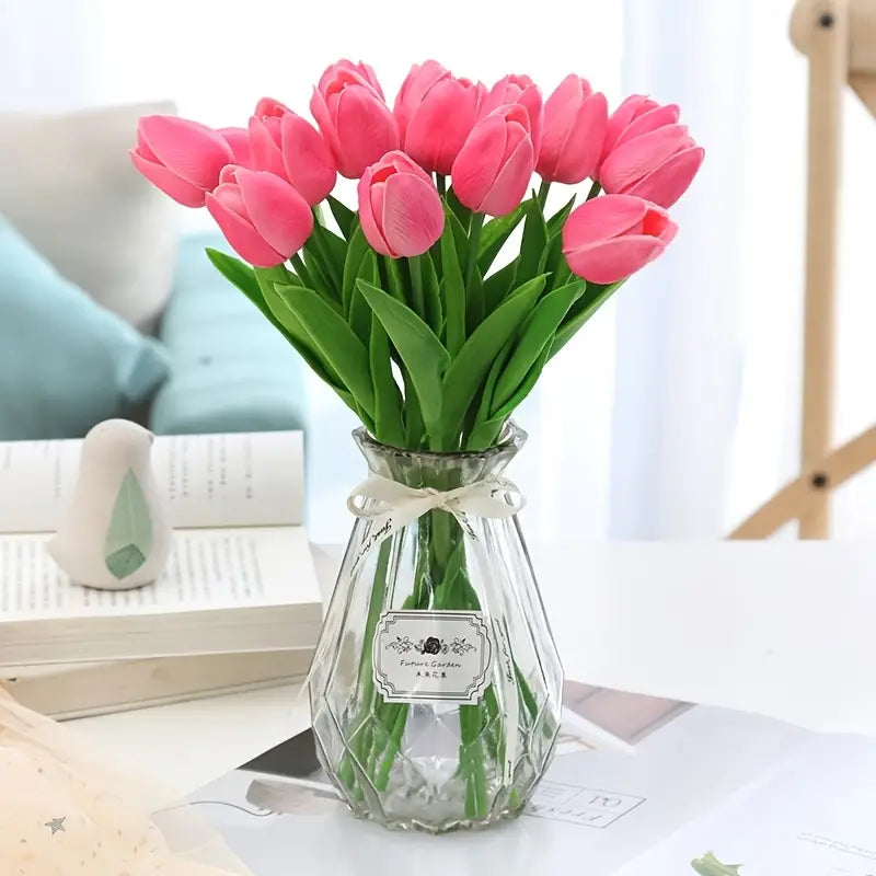 Artificial Tulip Decor Stems: 5‑Piece Real‑Touch Bouquet