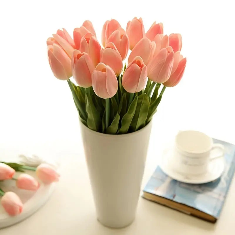 Artificial Tulip Decor Stems: 5‑Piece Real‑Touch Bouquet
