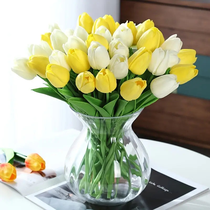 Artificial Tulip Decor Stems: 5‑Piece Real‑Touch Bouquet