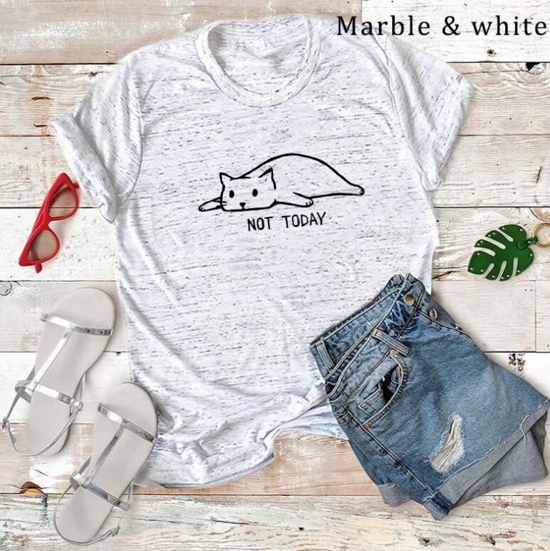 "Not Today Black and White Cat Cotton T-Shirt"