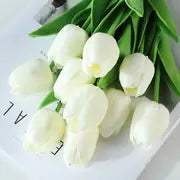 Artificial Tulip Decor Stems: 5‑Piece Real‑Touch Bouquet